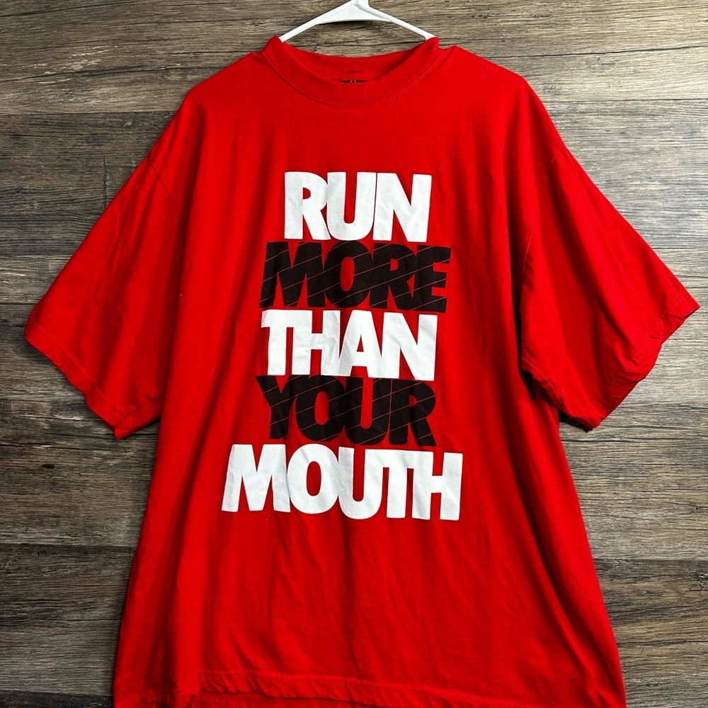 Iced Out Run More Than Your Mouth Red and Black Short Sleeve Tee